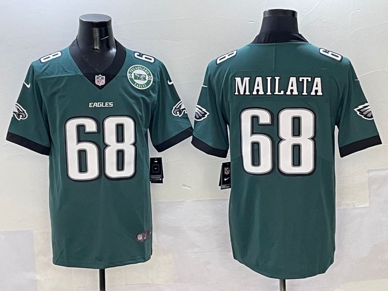 Men Philadelphia Eagles #68 Mailata Green New Nike Limited 2025 NFL Jersey style 1->->